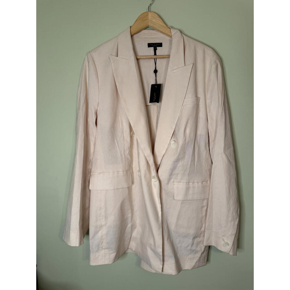NWT! rag & bone Emile Double Breasted Linen Blend Blazer Size 10